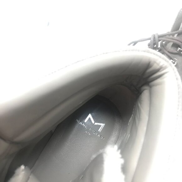 Marc Fisher Nairy Lace Up Ankle Boots Hiker Combat Leather Fur Grey Size 9.5M - Picture 8 of 8